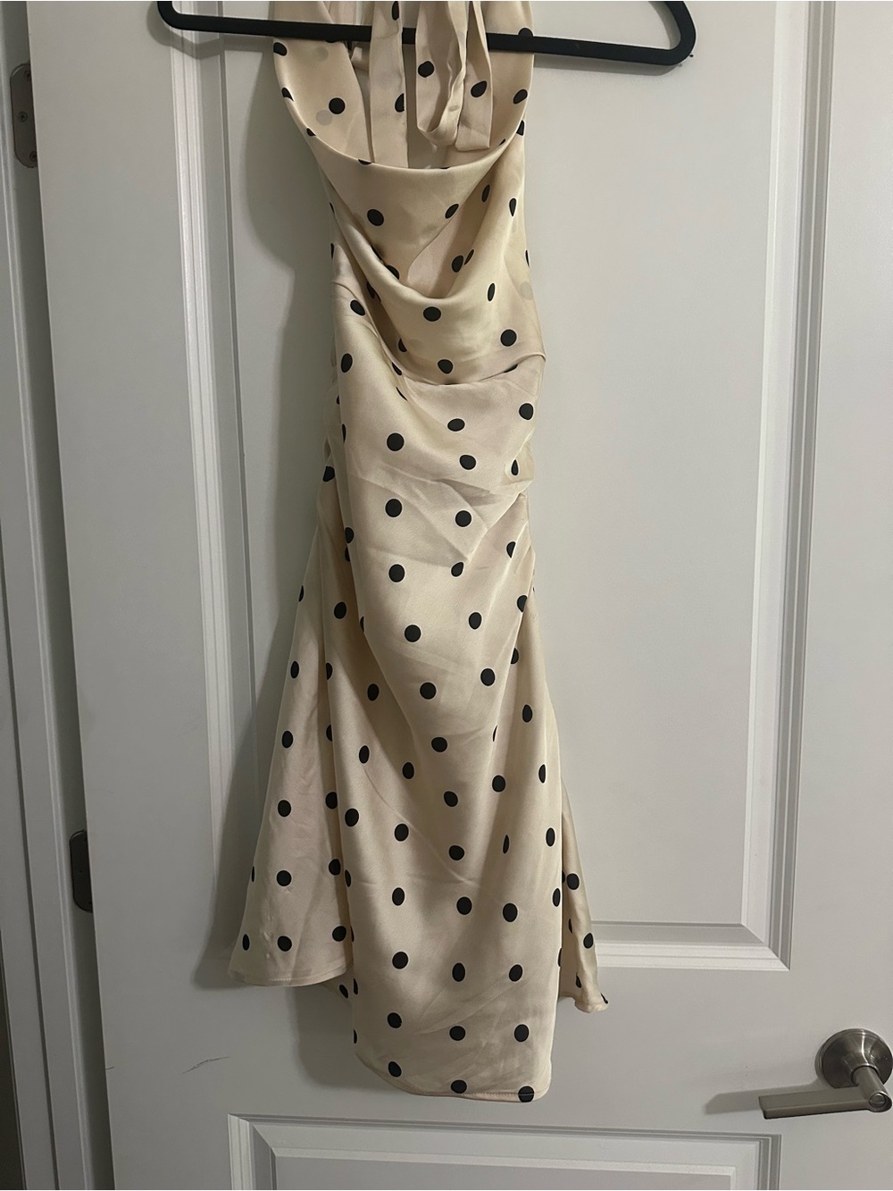 H&M Cream Halter Mini Dress with Black Polka Dots
